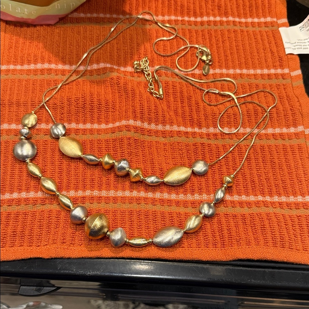 Chico's Gold and Silver Beaded Necklace